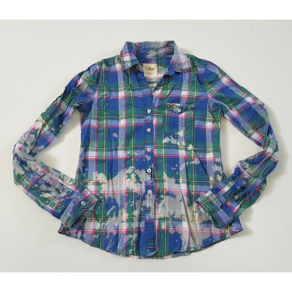 Upcycled Distressed Bleached Hand Dyed Ombre Country Grunge Rockabilly Shirt S
